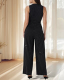 Sleeveless Elegant Striped Jumpsuit