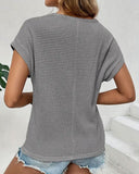 Solid Color Lace Patchwork Short-Sleeved Blouse