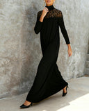 High-Neck Mesh Patchwork Elegant Dress