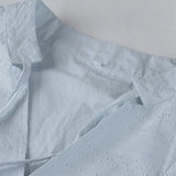 Women's Cotton Linen Ruched Pocket Solid Color V Neck 3/4 Length Sleeve Midi Dress