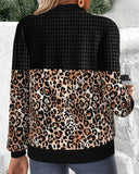 Leopard Print Baseball Collar Jacket