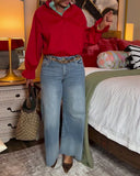 Solid Ruffle Trim Loose Shirt