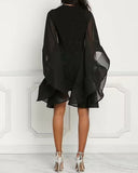 Glittery Round Neck Batwing Sleeves Dress