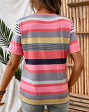 Half-Zip Striped Multicolor T-Shirt