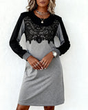 Long-Sleeved Color-Blocked Dress