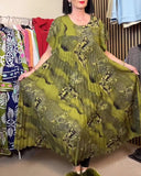 Printed Pleated Straight Dress