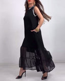 Sleeveless Elegant Pocket Long Dress
