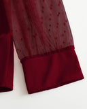 Mesh Lapel Slim-Fit Blouse