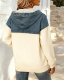 Hooded Denim Patchwork Sweatshirt