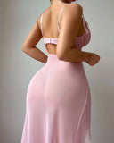 Mesh Butterfly High Slit Suspender Dress