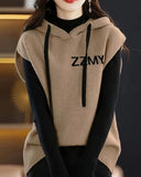 Hooded Knitted Vest Top