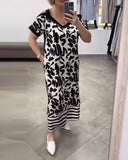 V-Neck Off-Shoulder Striped Dress