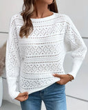 Slant Neck Crochet Hollow Knitted Sweater