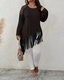 Chic Long Sleeve Tassel Hollow-Out Top