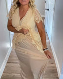 V-Neck Elegant Lace Waist Dress