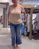 Lace Panelled Ribbed Top