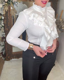 Ruffled Fashion Solid Color Women's Blouse