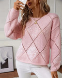 Elegant Hollow-Out Sequin Pullover