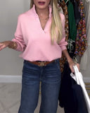 V-Neck Fashionable Long-Sleeved Pullover