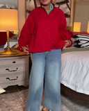 Solid Ruffle Trim Loose Shirt