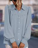 Lantern Sleeve Lapel Elegant Shirt