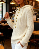 Hooded Fashionable Button Pullover