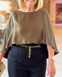 Batwing Sleeve Satin Blouse