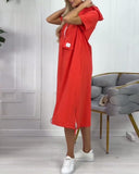 Casual Solid Color Hooded Dress