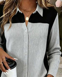 Ribbed Color Block Casual Shirt