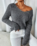 V-neck Plush Long Sleeve Sweater