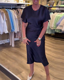 Solid Color Slim Waist Pleated Dress