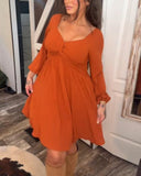 Twisted V-Neck Temperamental Dress