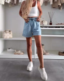 High Waist Elastic Waist Shorts