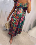 Sexy Floral Short Sleeve Maxi Dress