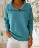 Buttoned Lapel Fashion Sweater