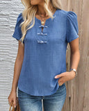 Solid Color Simple Puff Sleeve Blouse