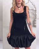 Sleeveless Patchwork Flower Bud Dress