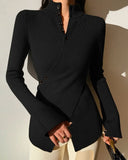 Stand Collar Cross Button Sweater