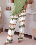 Contrast Print Straight-Leg Pants