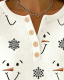 Loose Snowman & Snowflake Print Sweatshirt