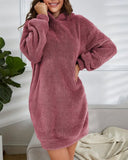 Fashionable Casual And Comfortable Fuzzy Hoodie Dress