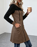 Zippered Color-Blocked Coat