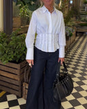 Lapel Pleated Waist Shirt