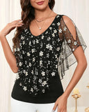 Fashion V-Neck Printed Blouse