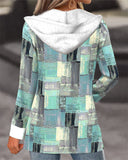 Hooded Zip-Up Printed Coat