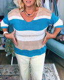 V-Neck Color Block Loose Sweater
