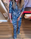 V-Neck Pleated Printed Slim-Fit Suit