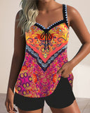Vacation Print Tank Top Two-Piece Swimsuit