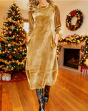 Long-Sleeved Round Neck Lantern Dress