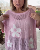 Round Neck Large Flower Hollow Sweater